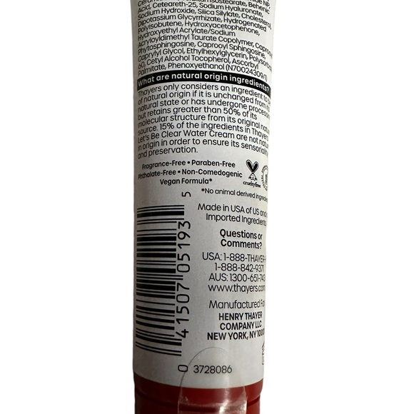Thayers Let’s Be Clear Water Cream NEW + Hyaluronic Acid 1oz NEW SEALED - Picture 2 of 8